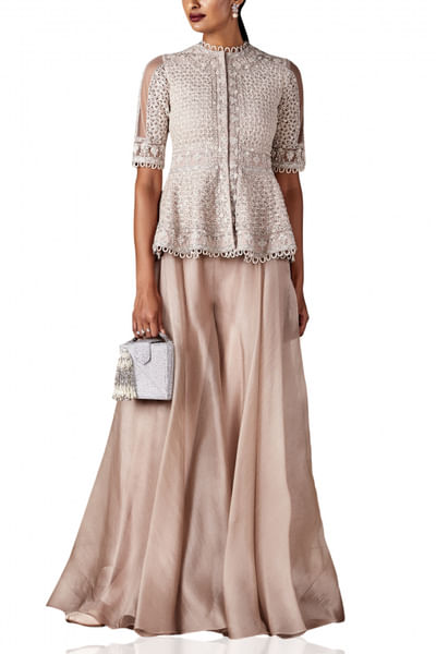 Champagne peplum set