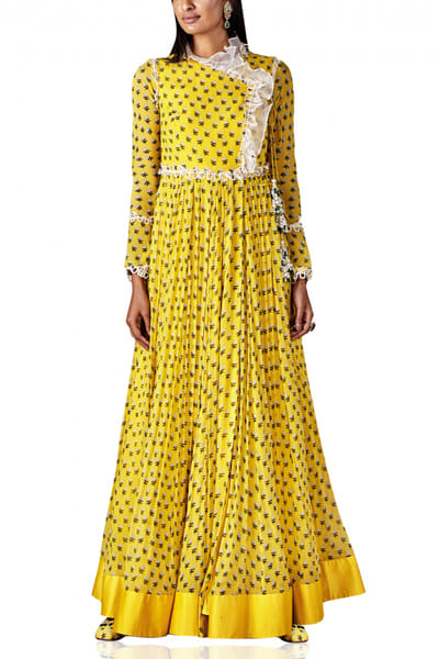 Ridhi Mehra Yellow printed angrakha RMHRMPF44