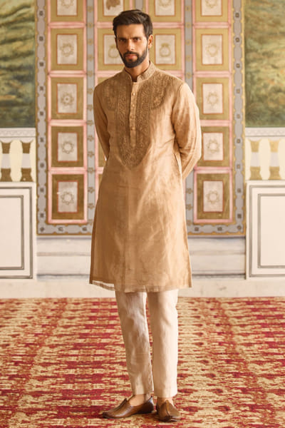 Gold embroidered kurta set