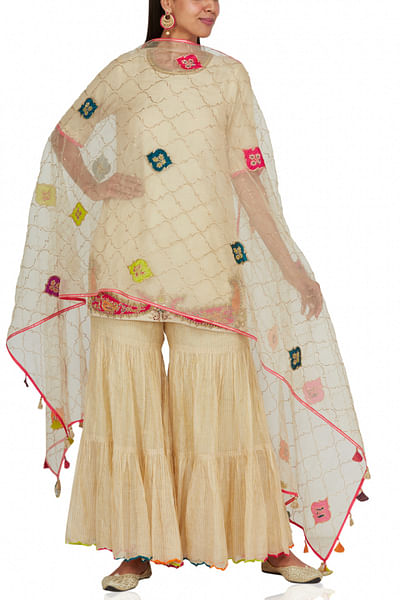 White embroidered sharara set