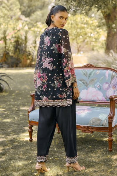 Ridhi Mehra Black print embroidered kurta set RIDHJUL26D150208