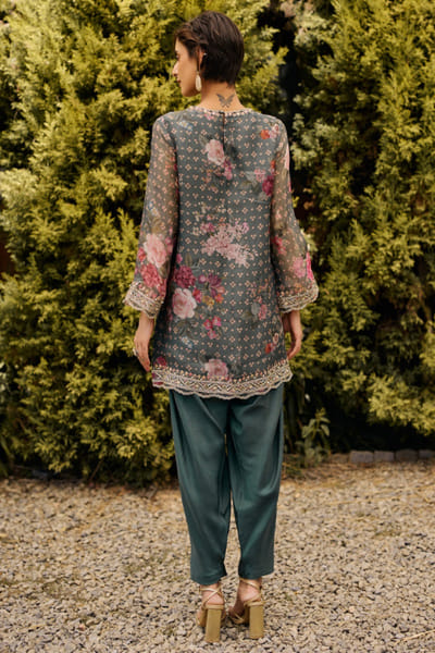 Ridhi Mehra Sage green print embroidered kurta set RIDHJUL26D150216