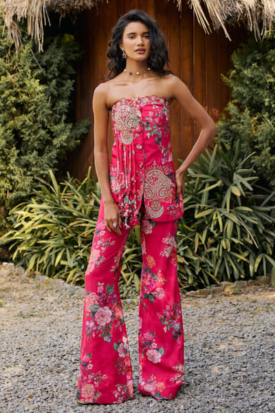 Ridhi Mehra Fuchsia floral printed co-ord set RIDHJUL26D150222
