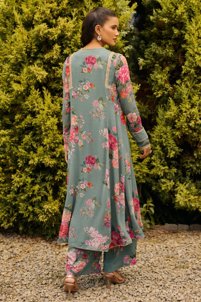Ridhi Mehra Sage green printed embroidered kurta set RIDHJUL26D150227