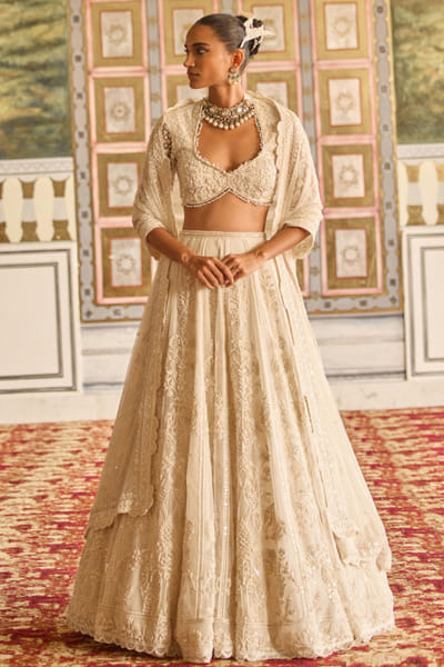 Ivory embroidered lehenga set
