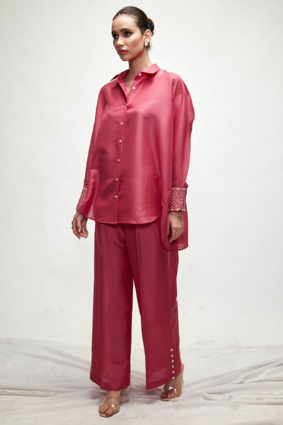 Blush pink silk blend co-ords