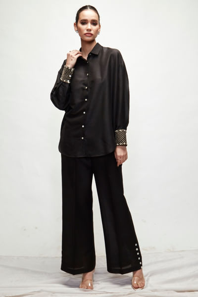 Black pink silk blend co-ords