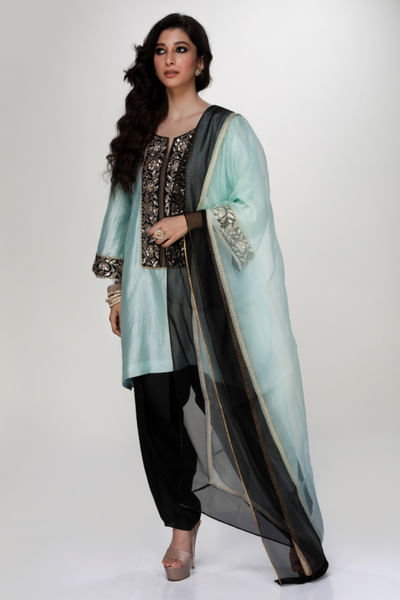Powder blue embroidered kurta set