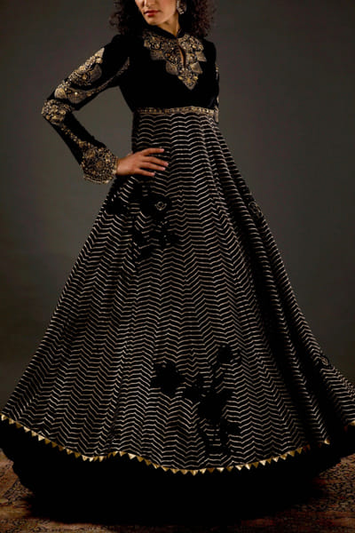 Black velvet anarkali set