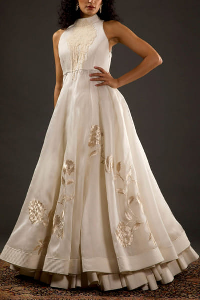 Rohit Bal Ivory chanderi anarkali set ROB1008WCK64