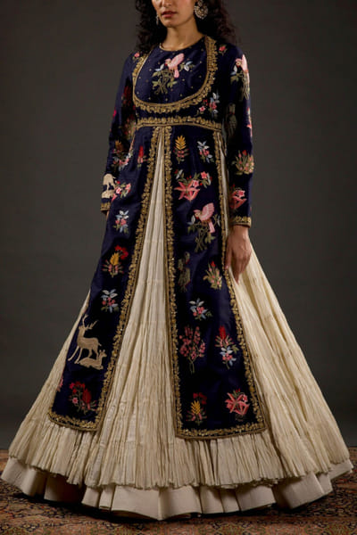 Rohit Bal Indigo embroidered anarkali set ROB1008WCK64A