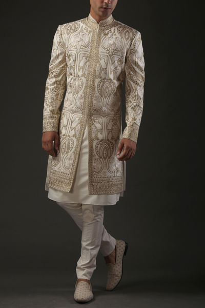 Ivory embroidered sherwani
