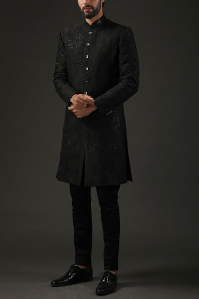 Black embroidered sherwani