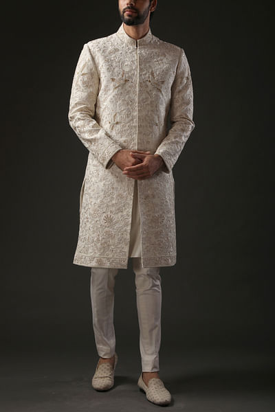 Ivory embroidered sherwani