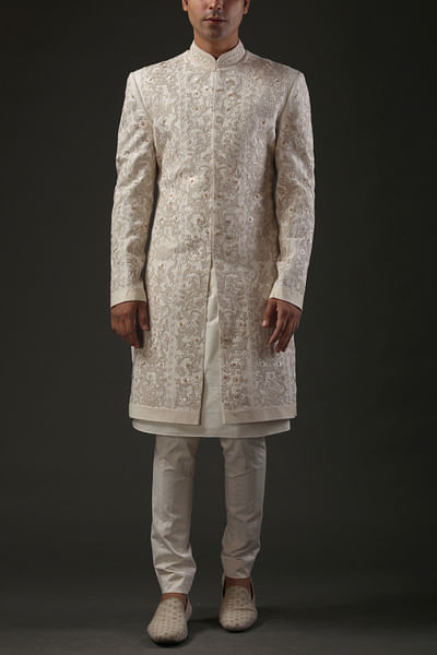 Ivory embroidered sherwani
