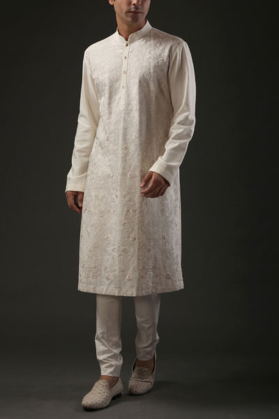 Ivory embroidered kurta set