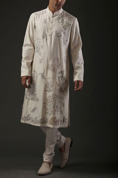 Ivory chanderi silk kurta set