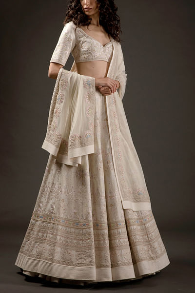 Ivory embroidered lehenga set