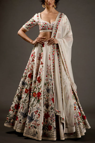 Ivory chanderi silk lehenga set