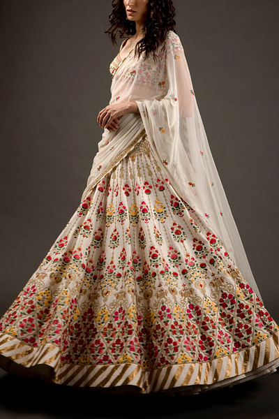 Ivory floral embroidered lehenga set