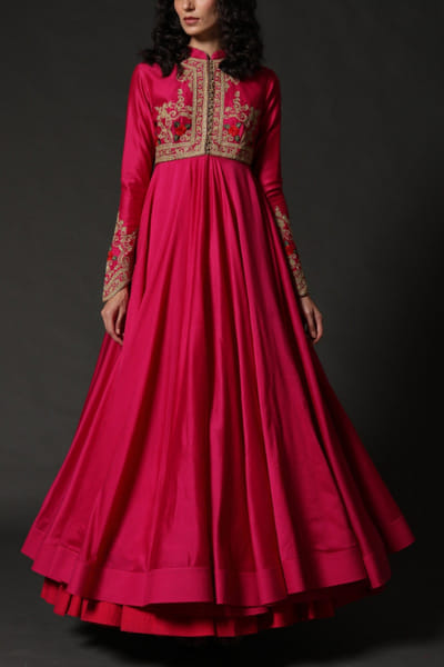 Rohit Bal Fuschia chanderi anarkali set ROBJAN2208