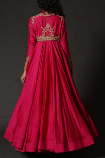 Rohit Bal Fuschia chanderi anarkali set ROBJAN2208
