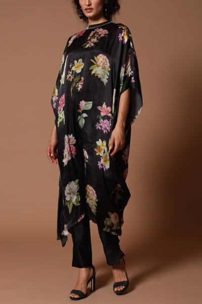 Black printed kaftan set