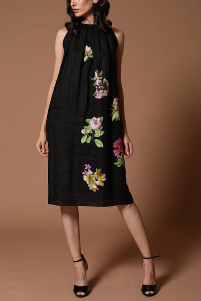 Black digital printed dress