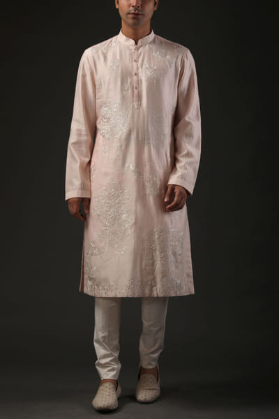 Powder pink embroidered kurta set