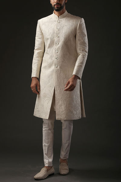 Ivory embroidered sherwani