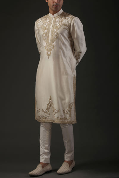 Ivory embroidered kurta set
