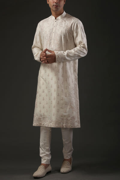 Ivory embroidered kurta set