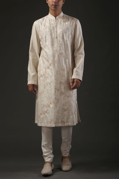 Ivory embroidered kurta set