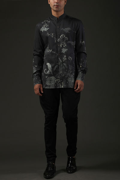 Black shibori printed shirt