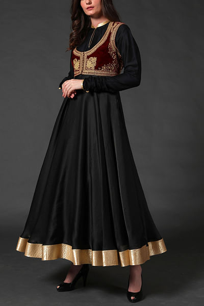Black koti anarkali set