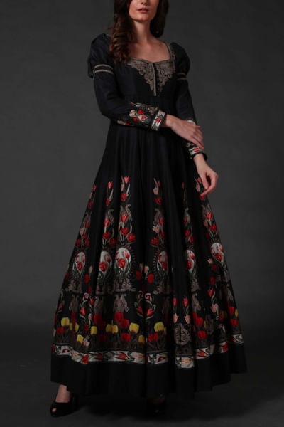 Black printed anarkali set