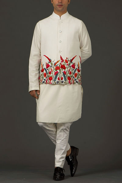 Ivory embroidered Nehru jacket