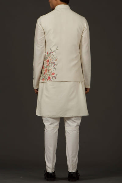 Rohit Bal Ivory linen Nehru jacket ROBR422120019