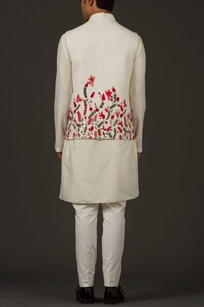 Rohit Bal Ivory floral embroidered Nehru jacket ROBR422130016