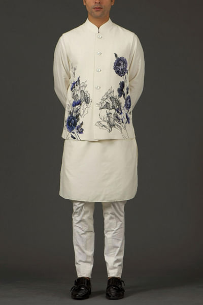 Ivory floral Nehru jacket