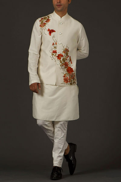 Ivory linen Nehru jacket
