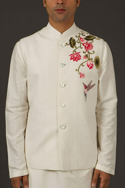 Ivory embroidered Nehru jacket
