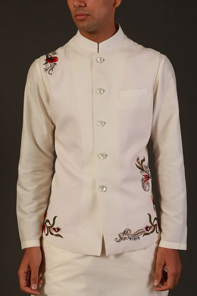 Ivory floral Nehru jacket