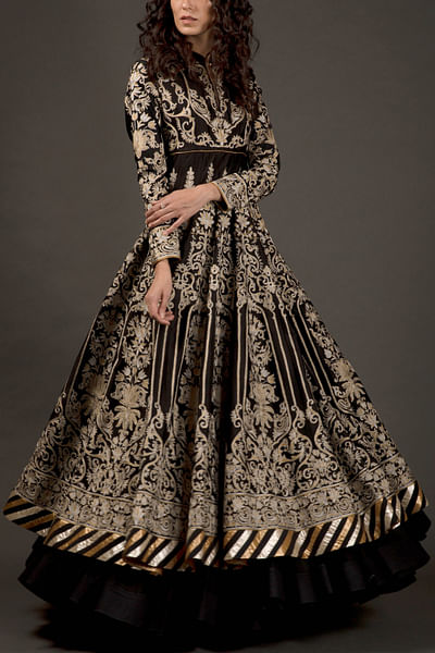 Black embroidered anarkali set