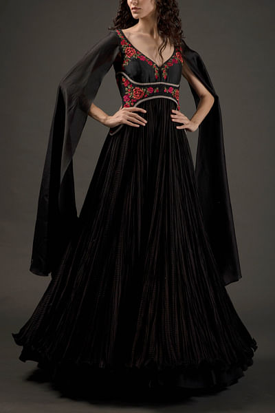 Black embroidered anarkali set
