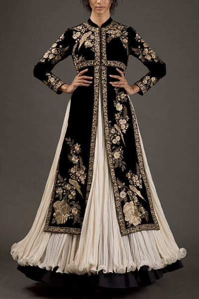 Black embroidered anarkali set