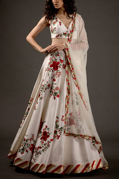 Ivory floral lehenga set