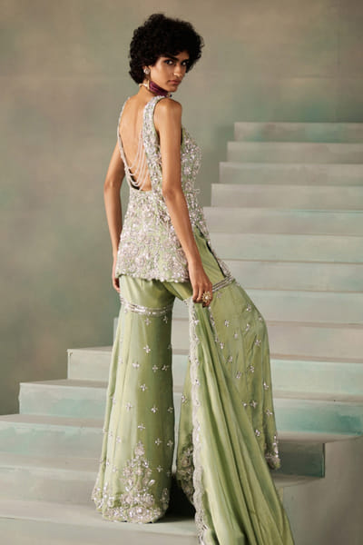 Rococo By Raghvi Mint green 3D embroidered sharara set ROCNOV25D137614