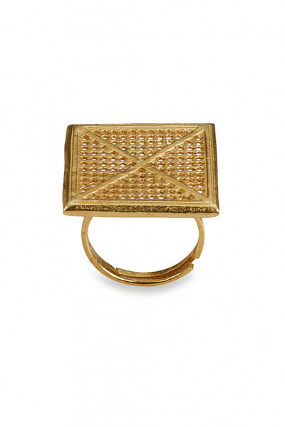 Antique gold mesh ring