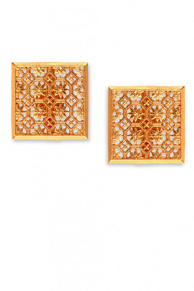 Gold plated carved studs
